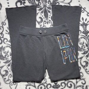 00s/Y2K Victoria's Secret PINK Gray Flare Sweatpants Joggers Logo Print Wmns L